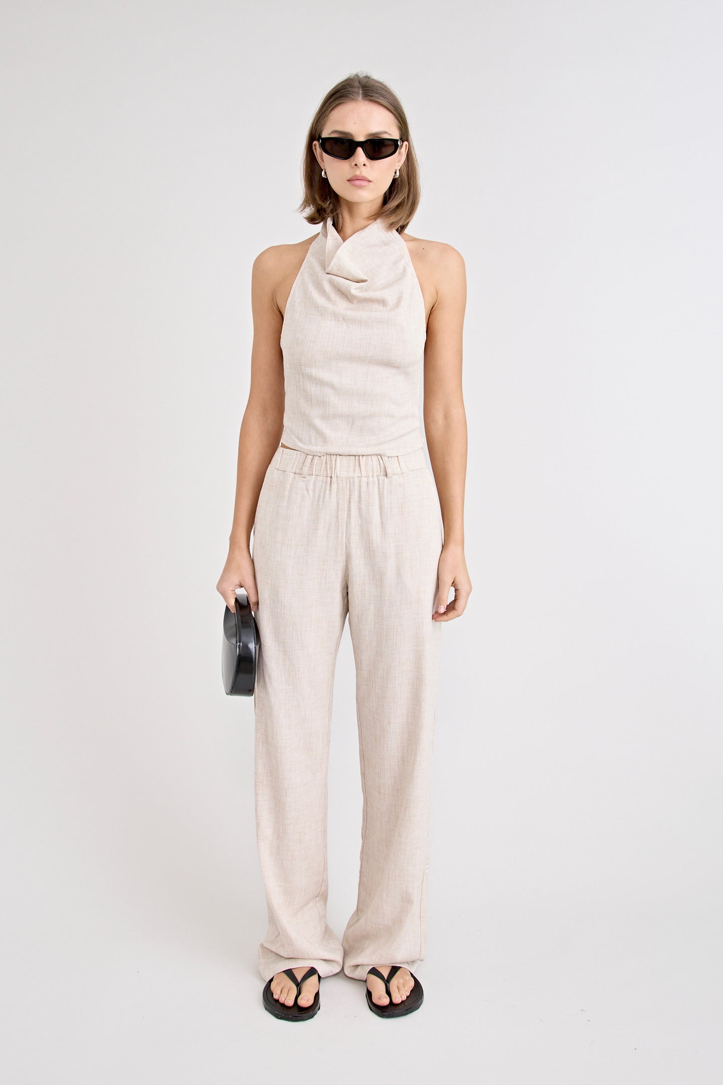 PINO COWL NECK TOP | NATURAL
