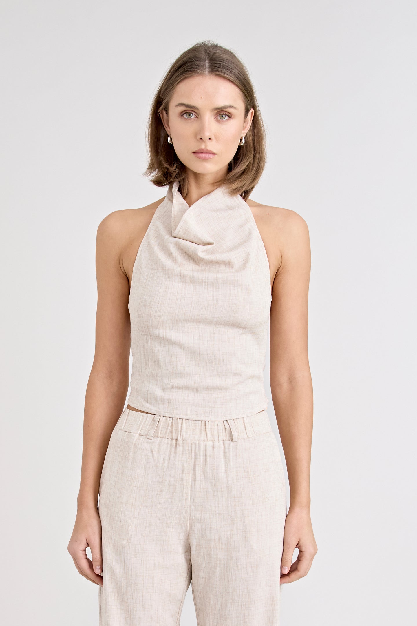 PINO COWL NECK TOP | NATURAL