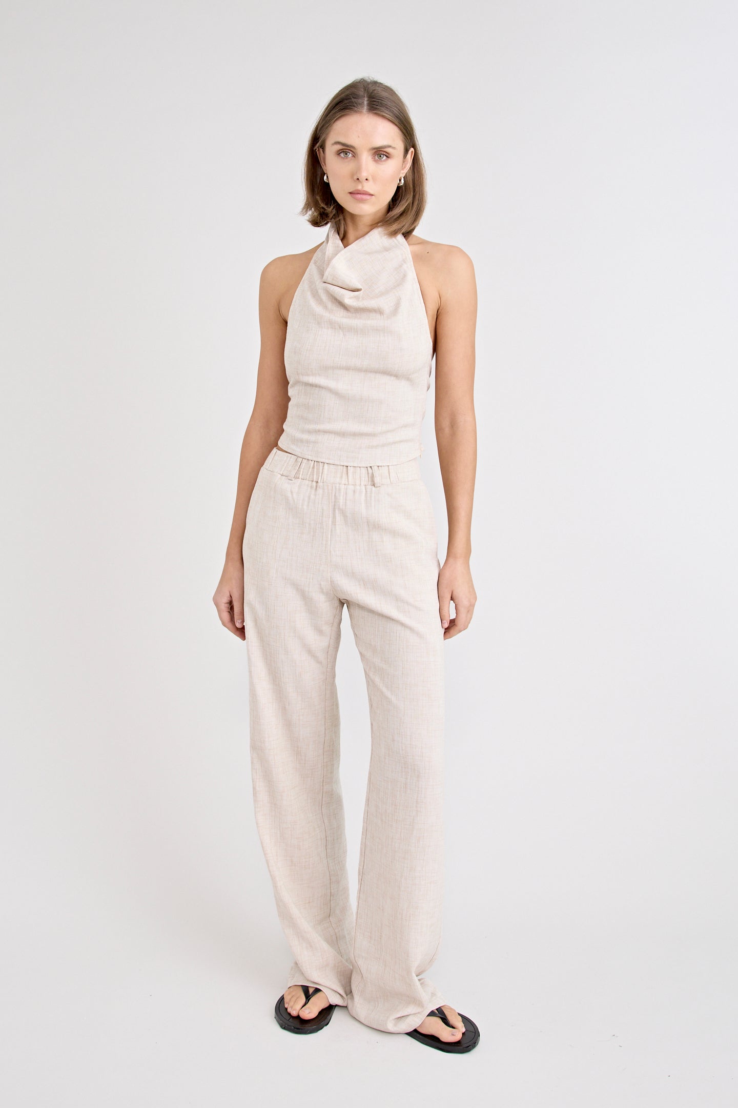 PINO COWL NECK TOP | NATURAL