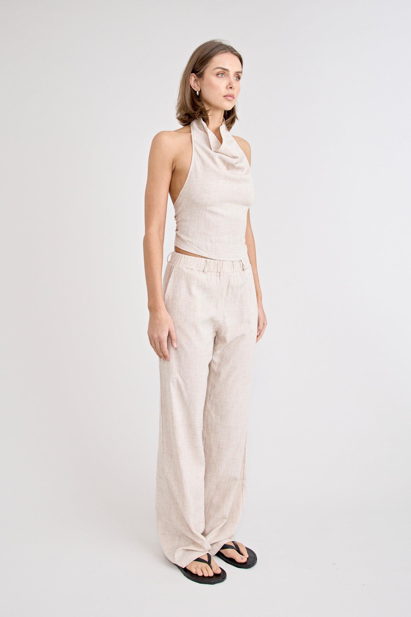 PINO COWL NECK TOP | NATURAL