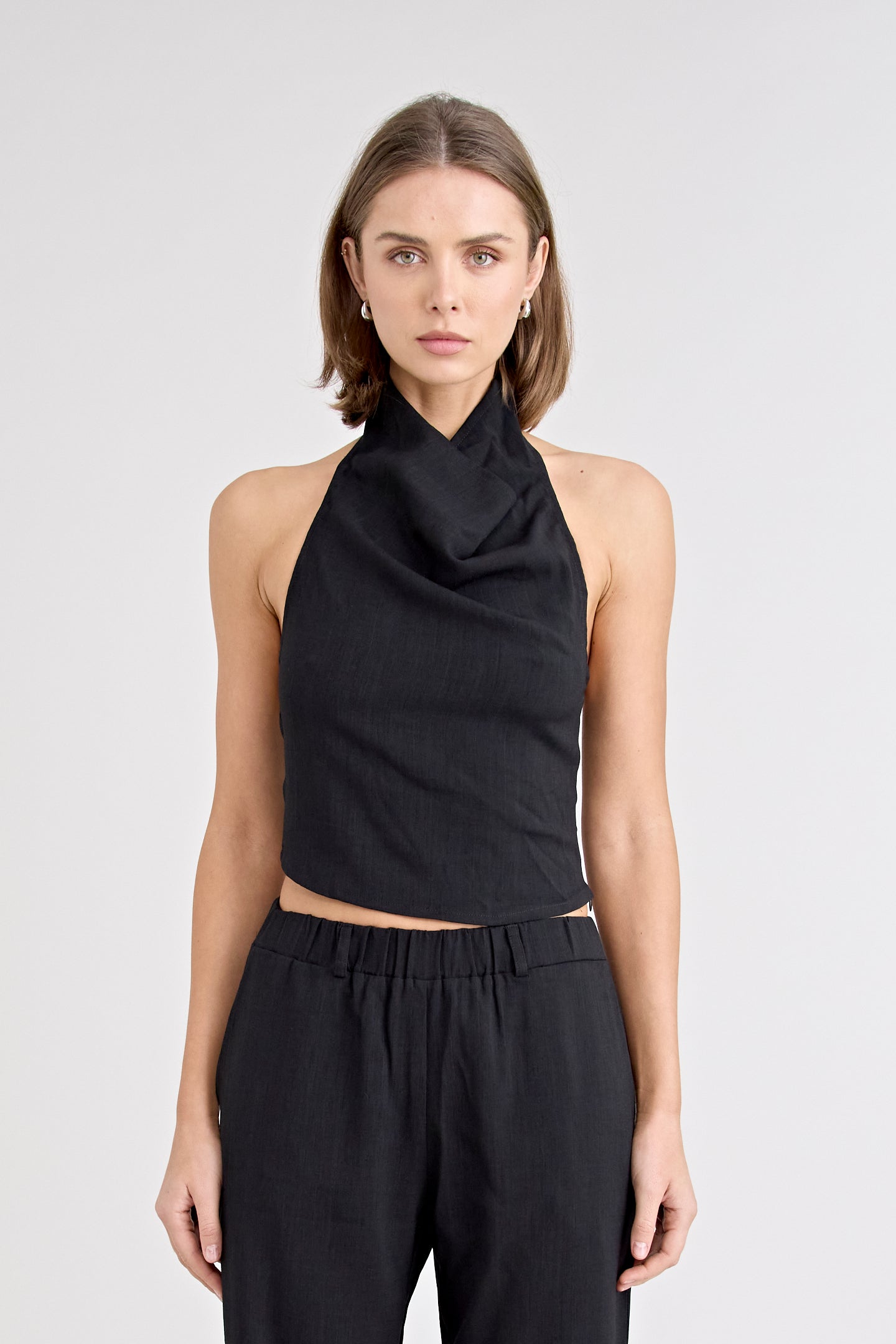 PINO COWL NECK TOP | BLACK