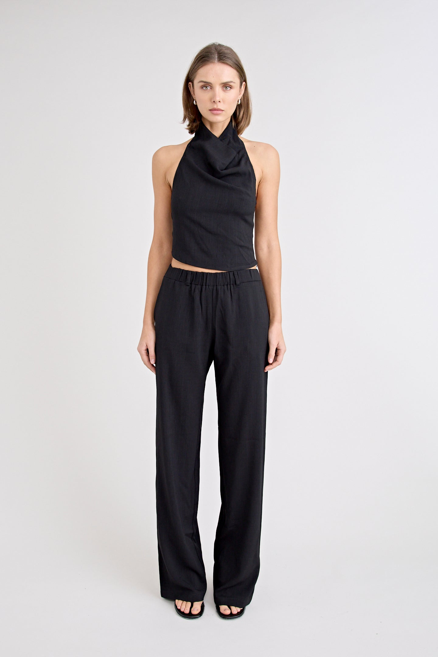 PINO COWL NECK TOP | BLACK