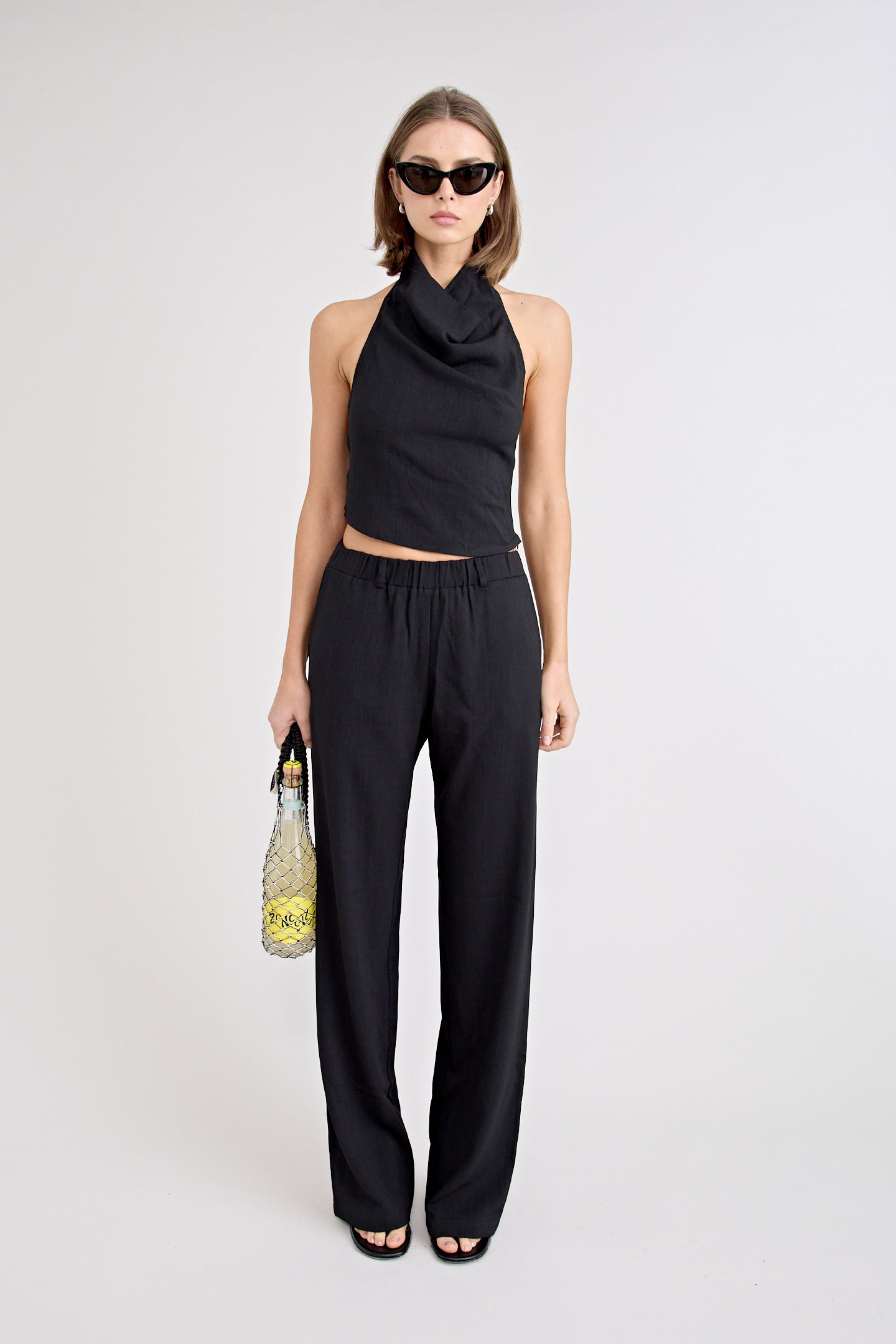 PINO COWL NECK TOP | BLACK