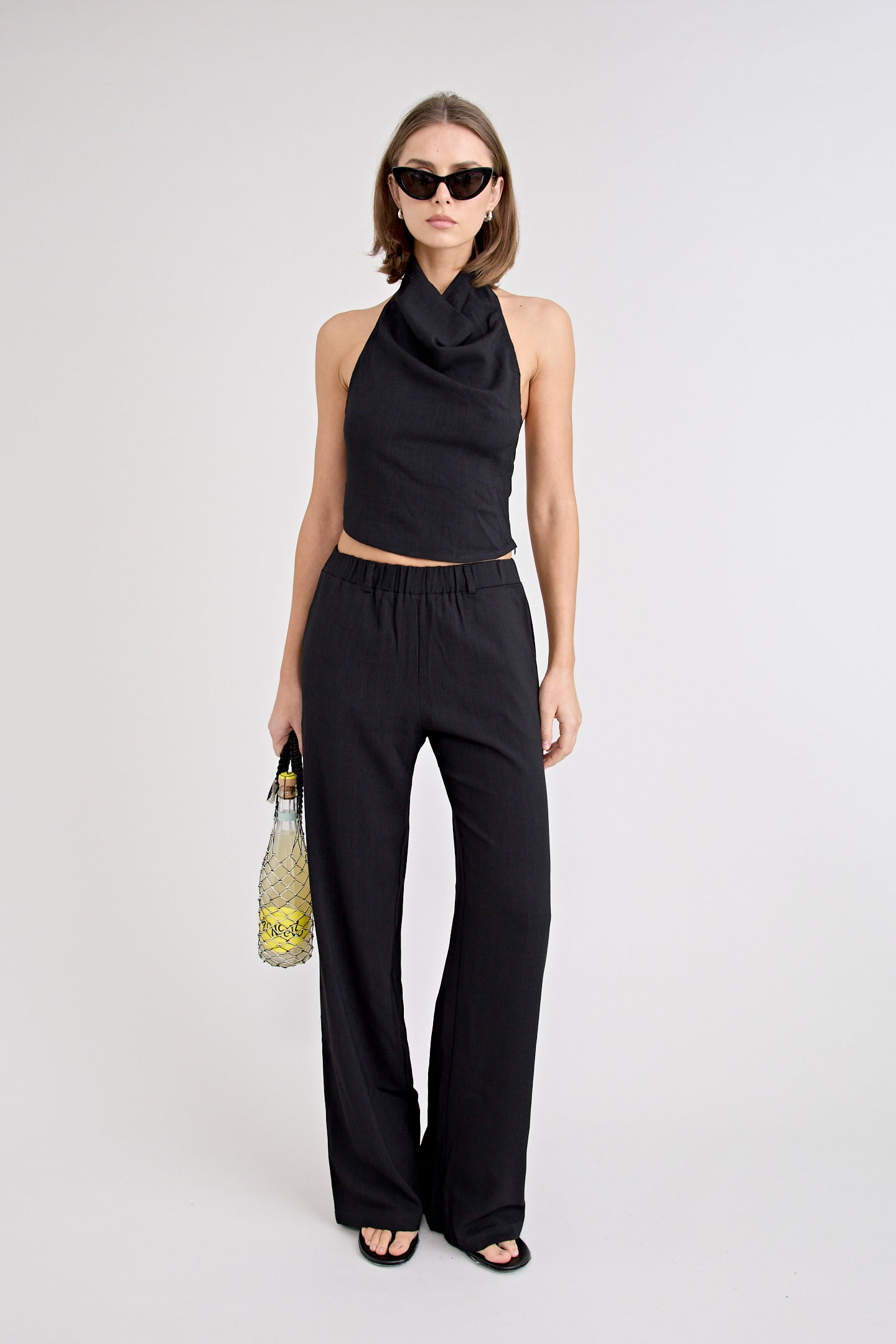 PINO COWL NECK TOP | BLACK