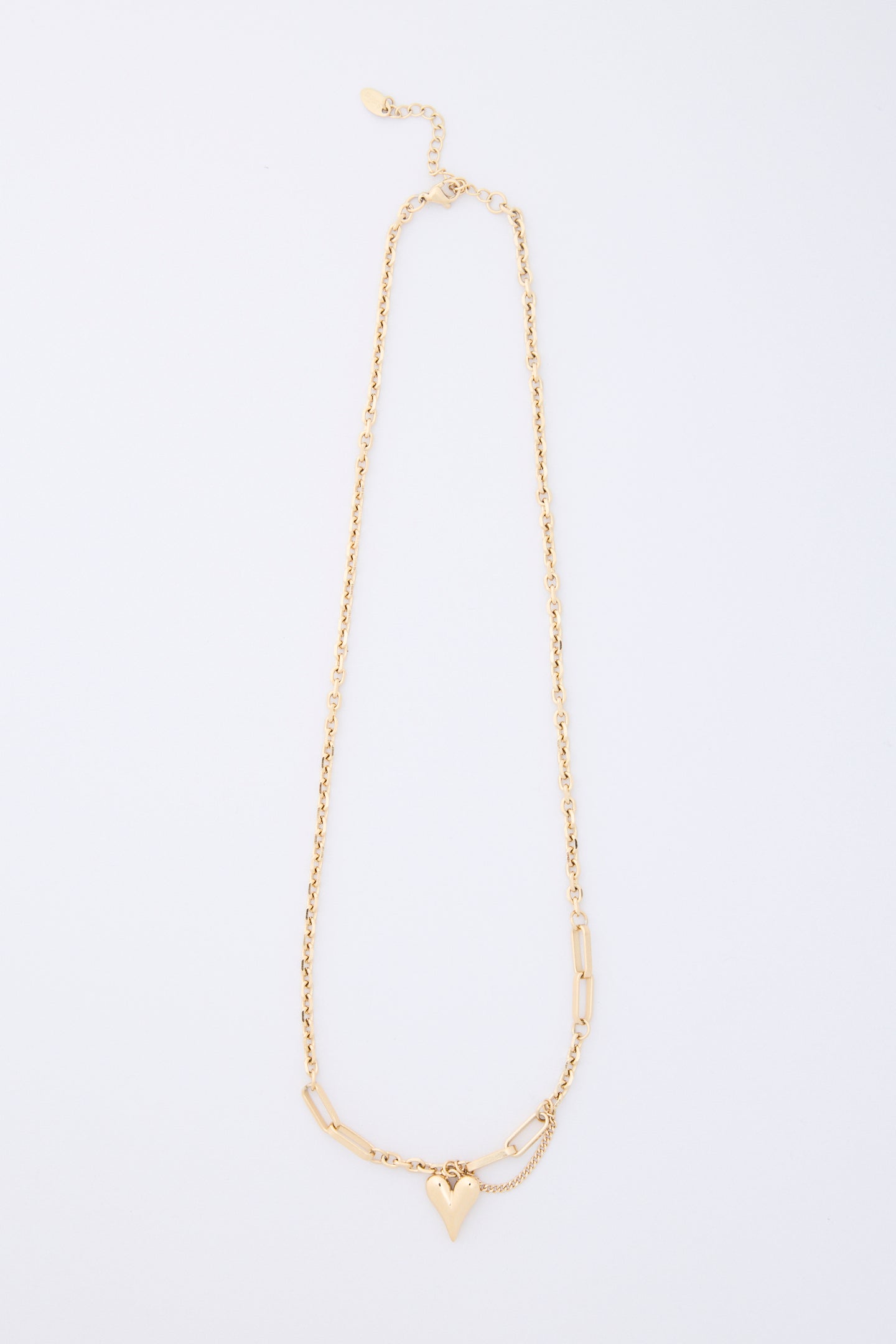 HEART + CHAIN NECKLACE | GOLD