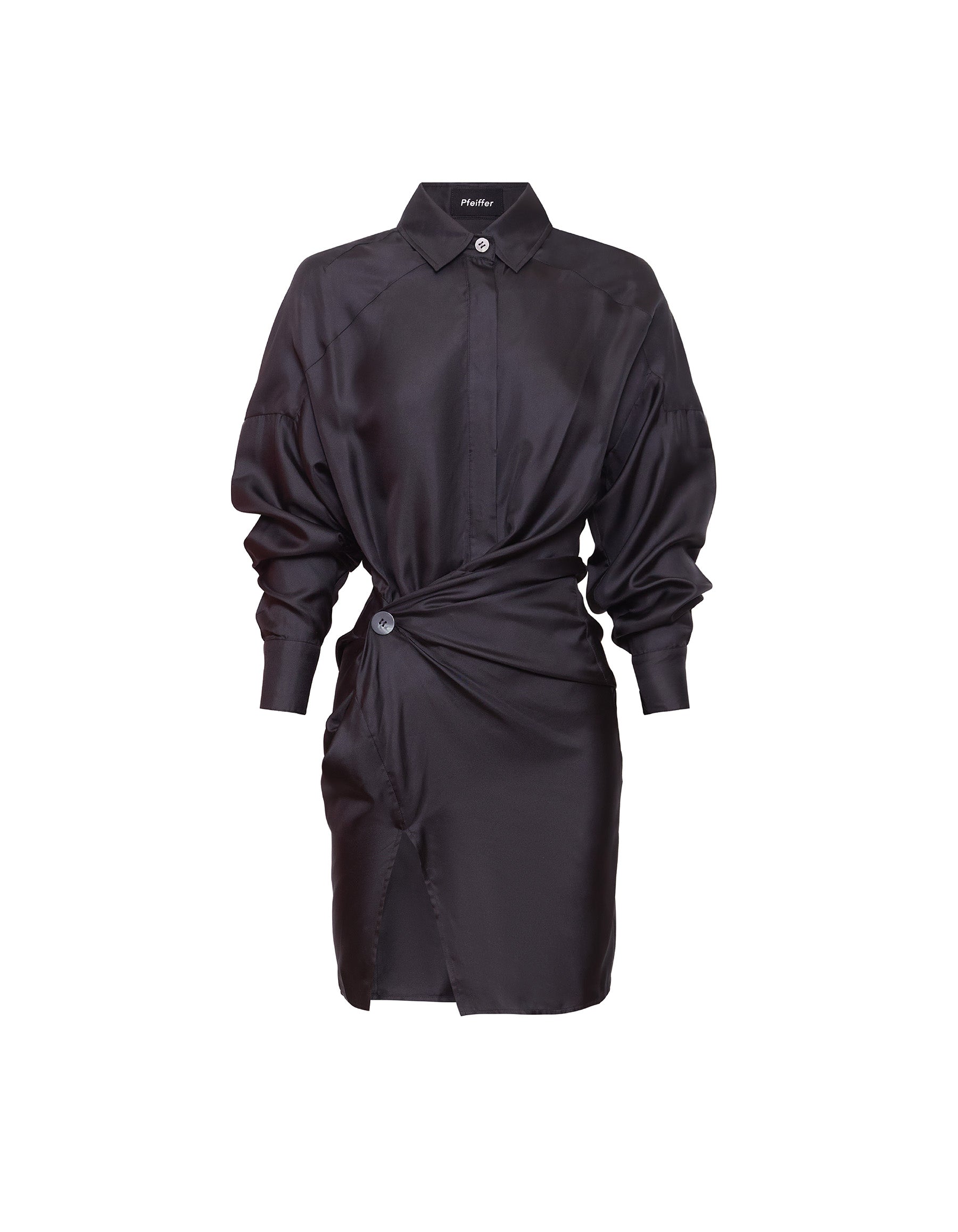 RAF SILK TWIST DRESS | BLACK