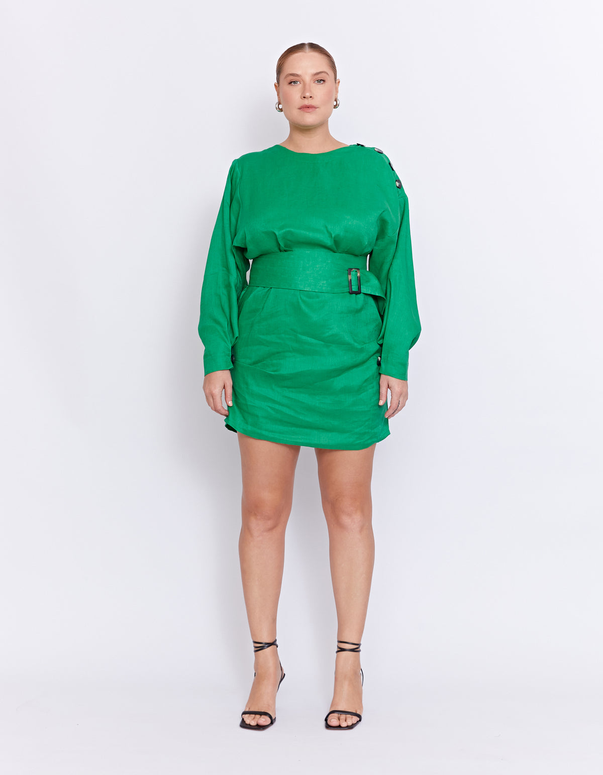 ECHO LINEN DRESS | GREEN