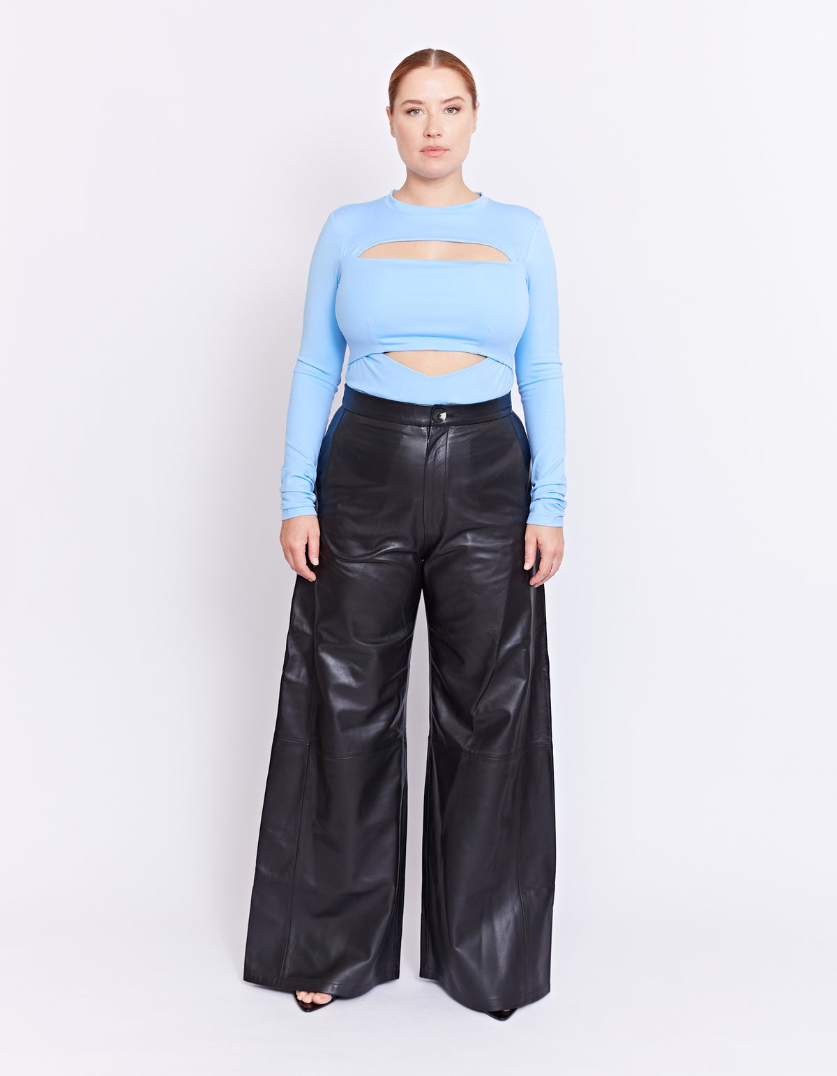 THE MARCELLE LEATHER WIDE LEG PANT | BLACK