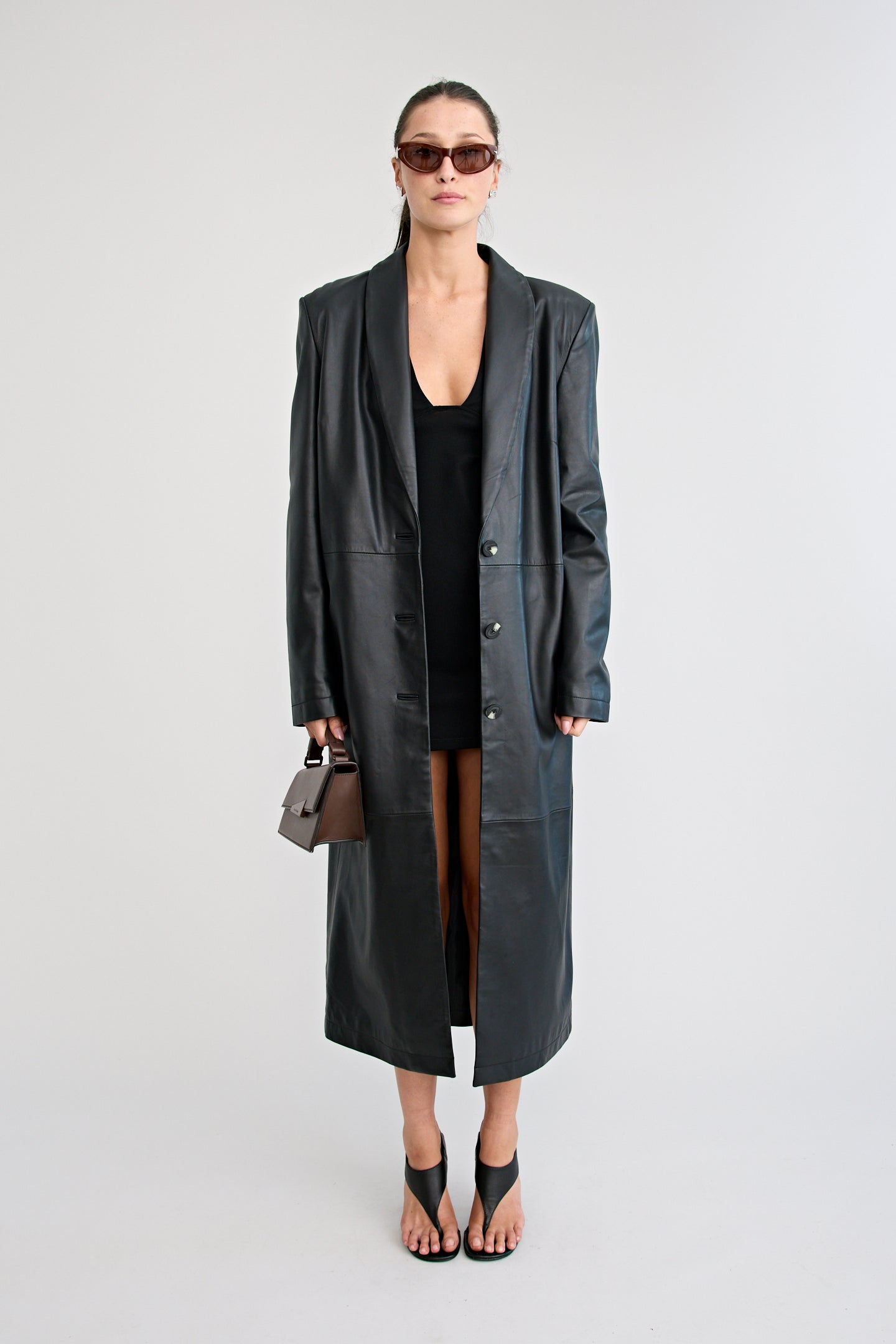 THE MARCELLE LEATHER COAT | BLACK