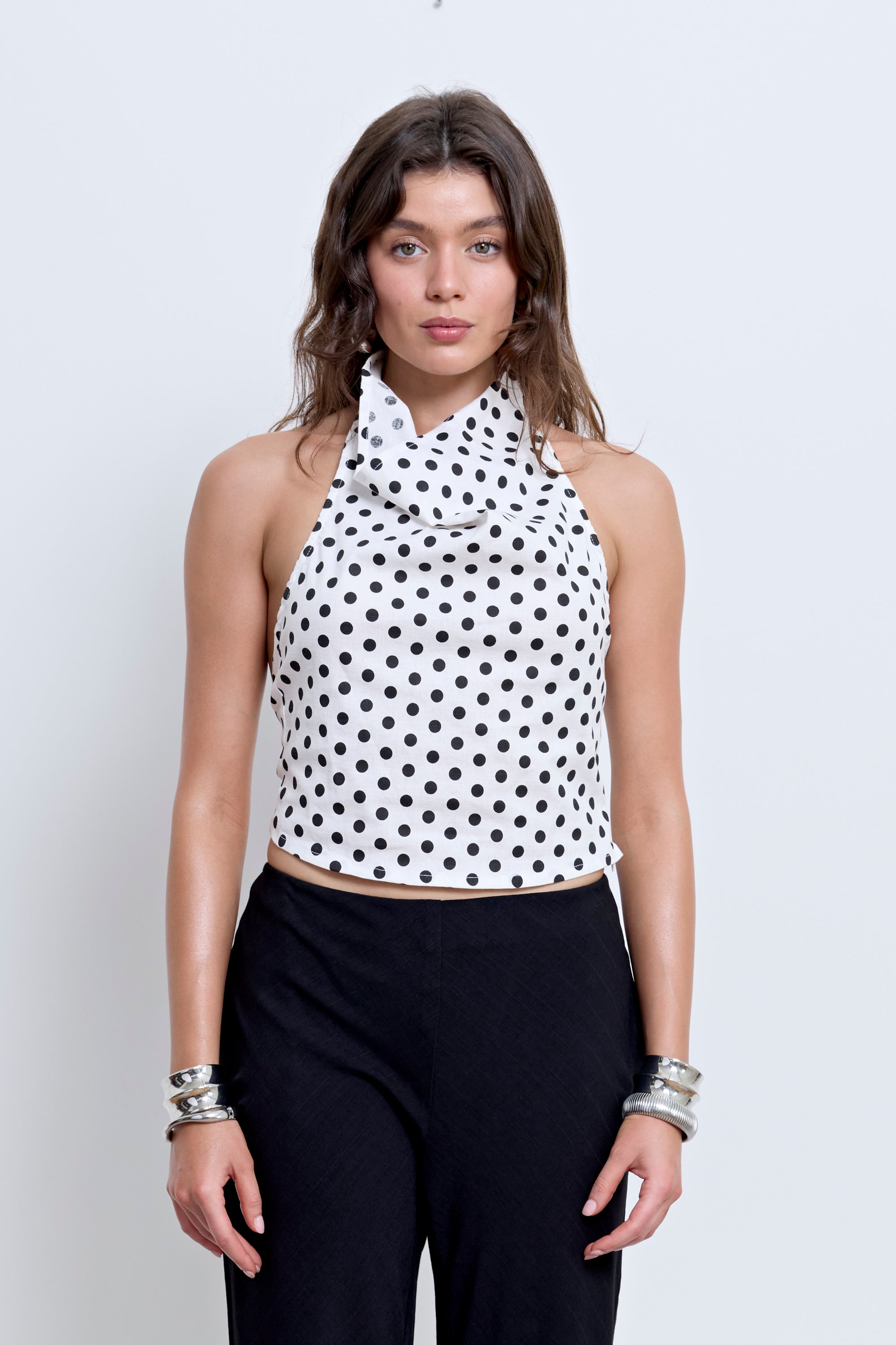 HALLIE BACKLESS TOP | POLKA DOT