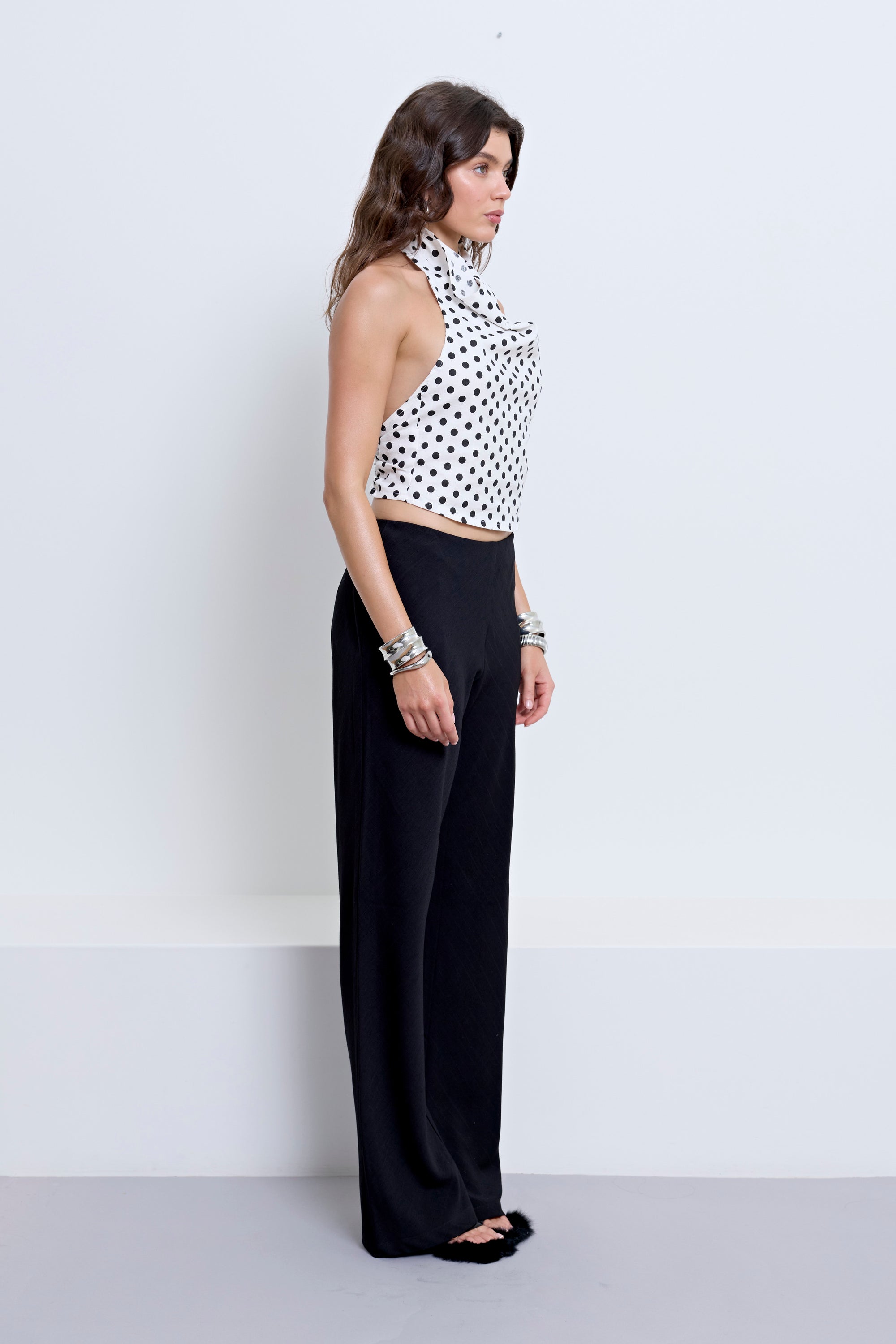 HALLIE BACKLESS TOP | POLKA DOT