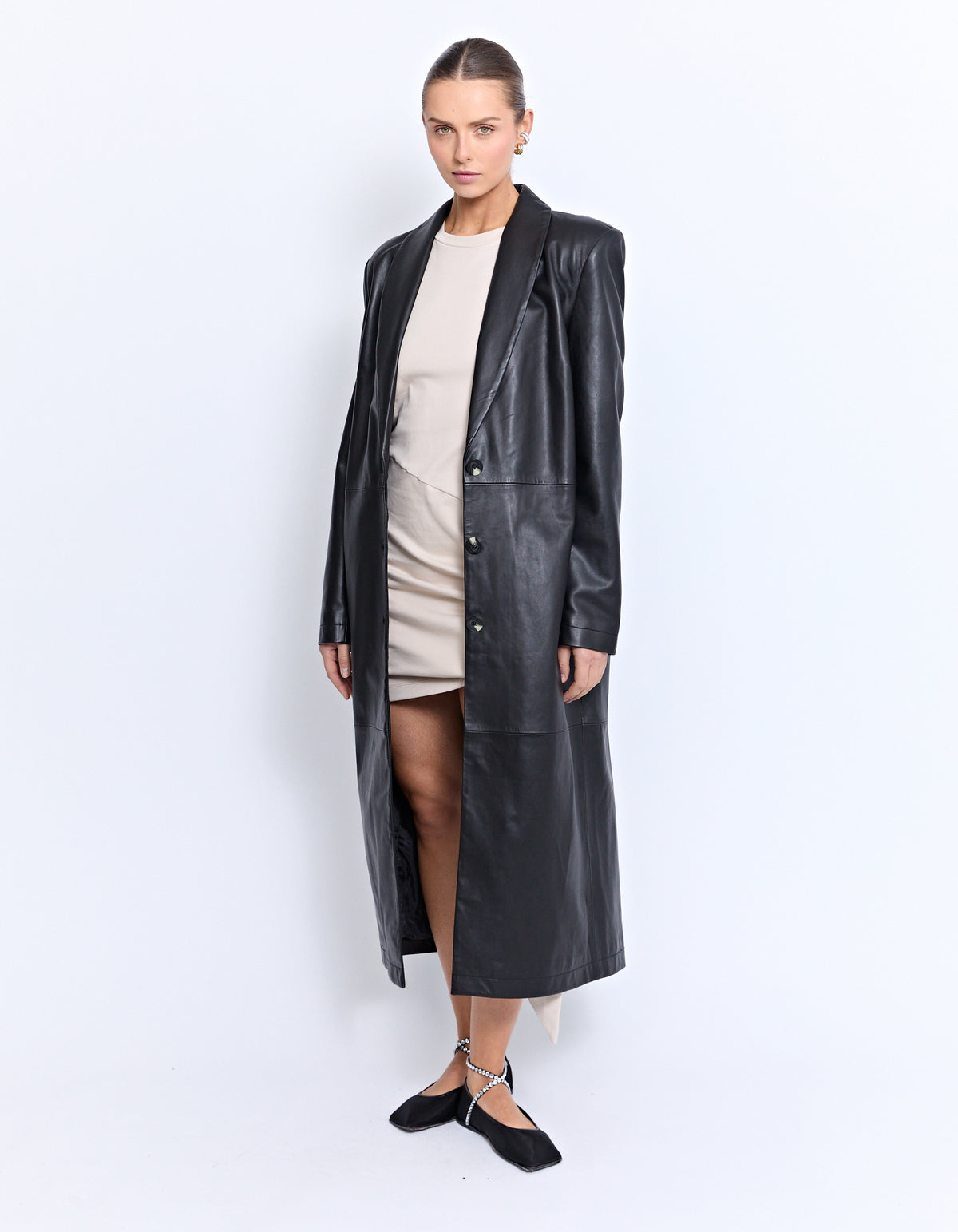 THE MARCELLE LEATHER COAT | BLACK