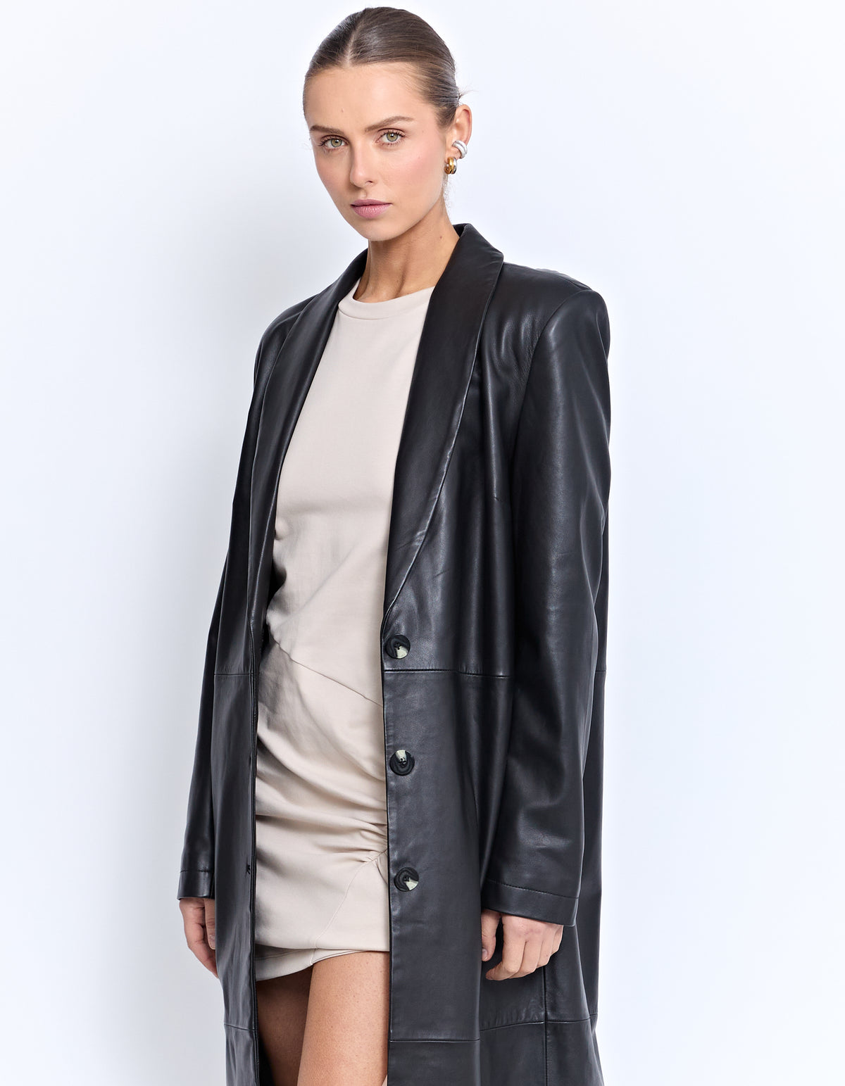 THE MARCELLE LEATHER COAT | BLACK