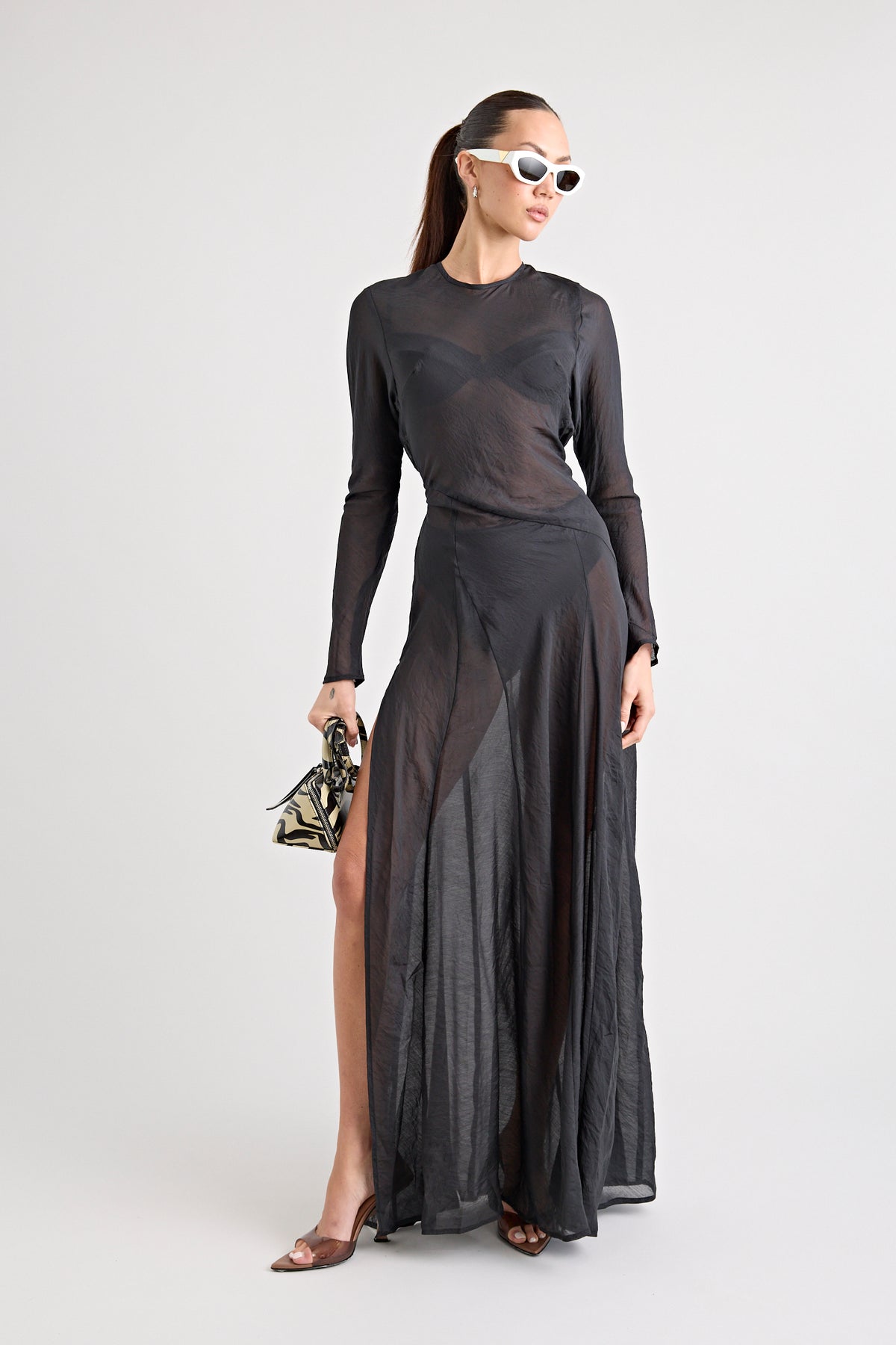 TERRAZZA SHEER GOWN | BLACK