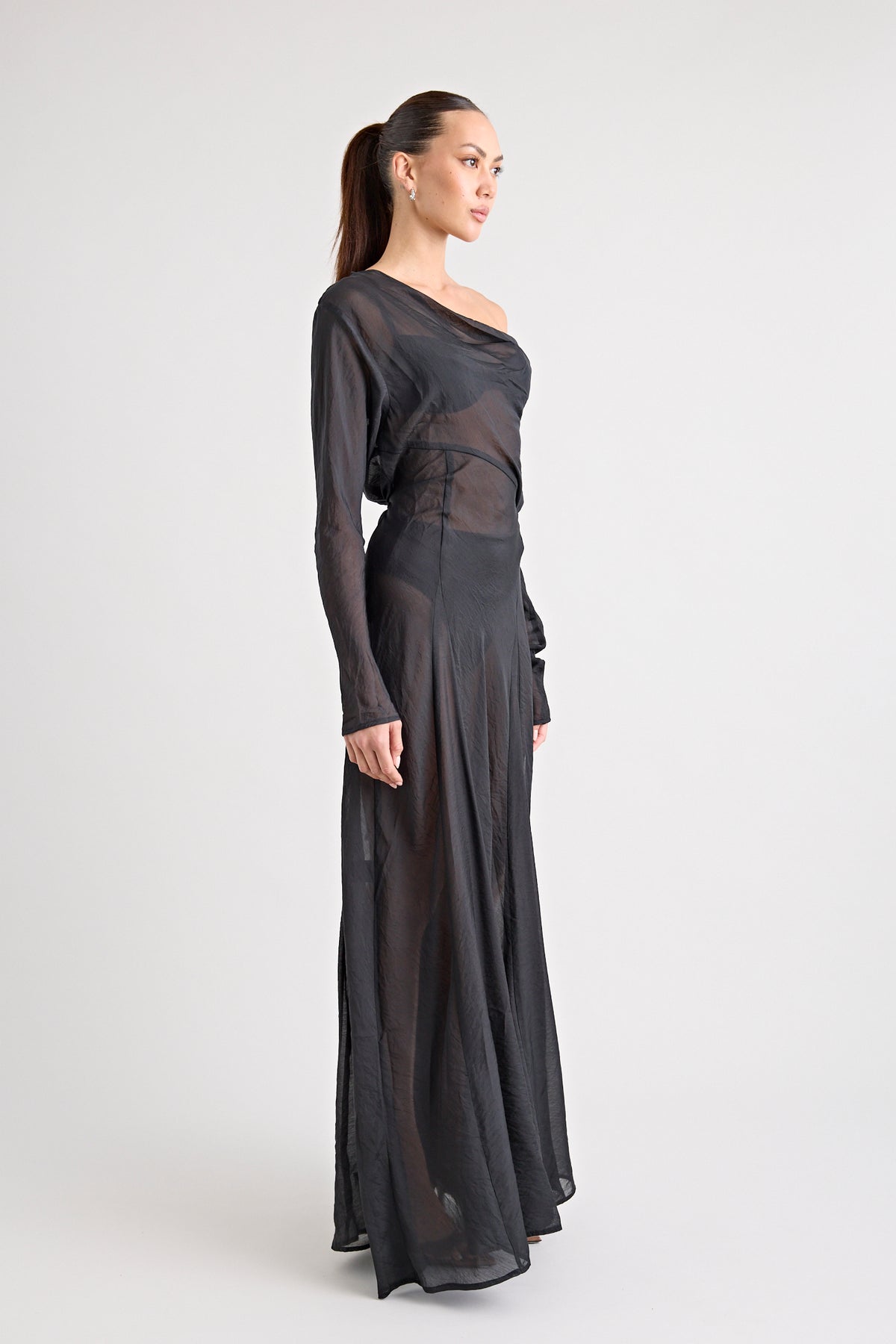 TERRAZZA SHEER GOWN | BLACK