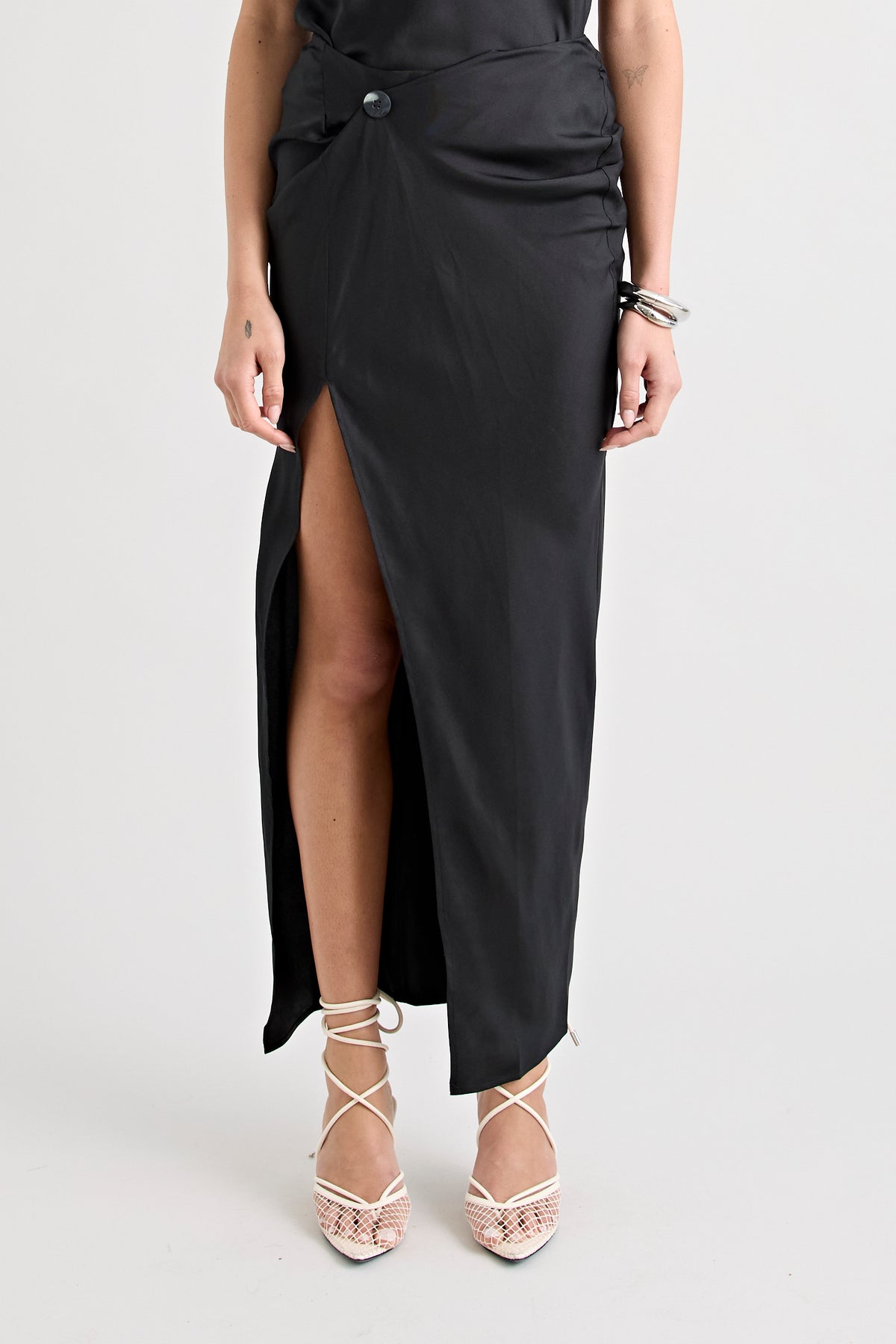 RAF SILK TWIST SKIRT | BLACK