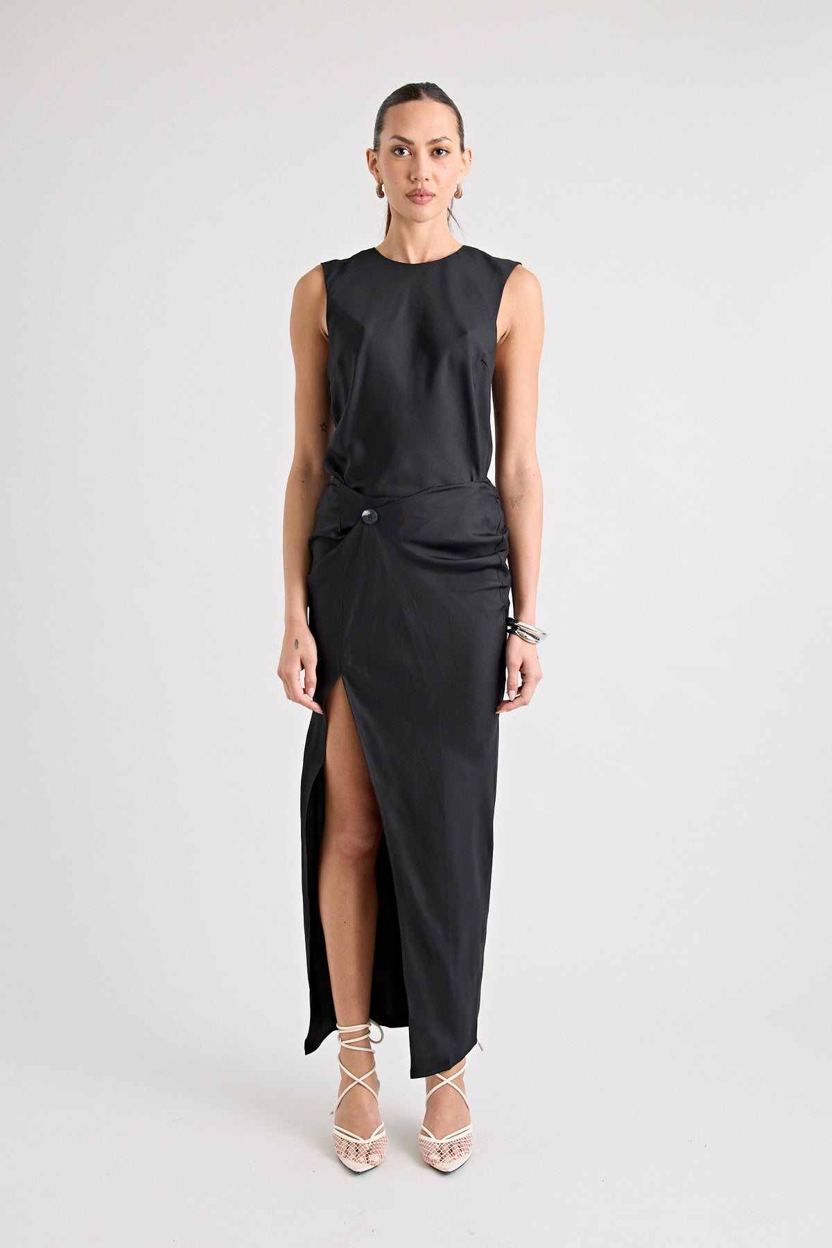 RAF SILK TWIST SKIRT | BLACK