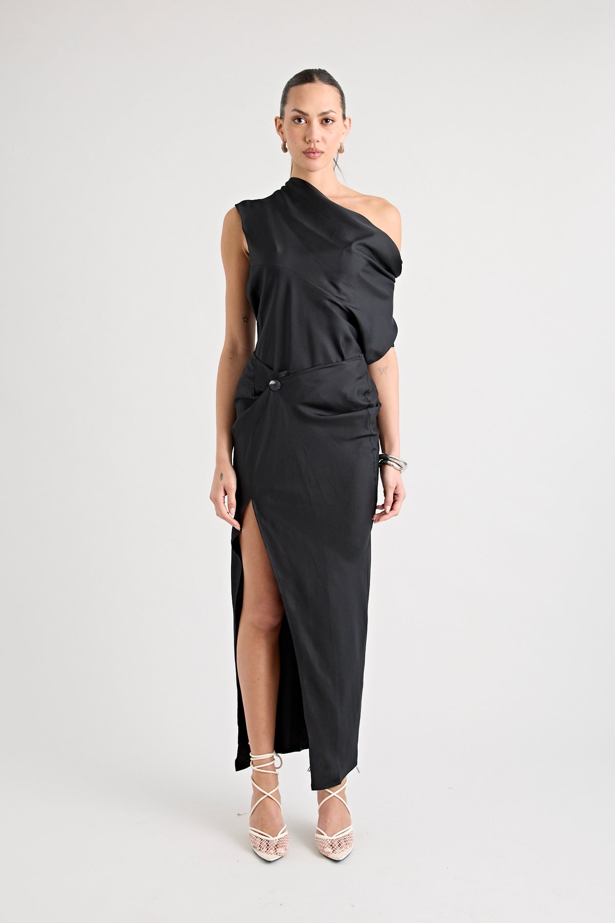 RAF SILK TWIST SKIRT | BLACK