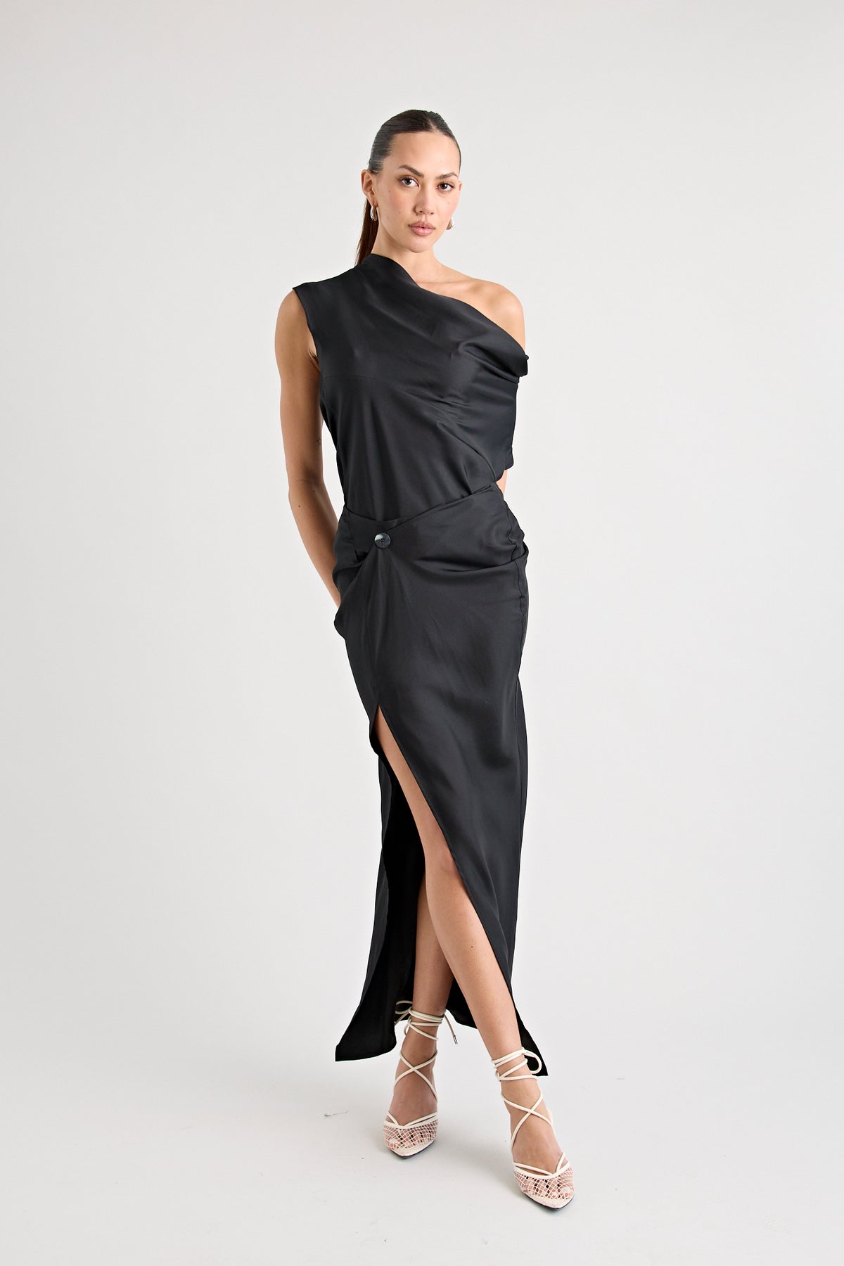 RAF SILK TWIST SKIRT | BLACK