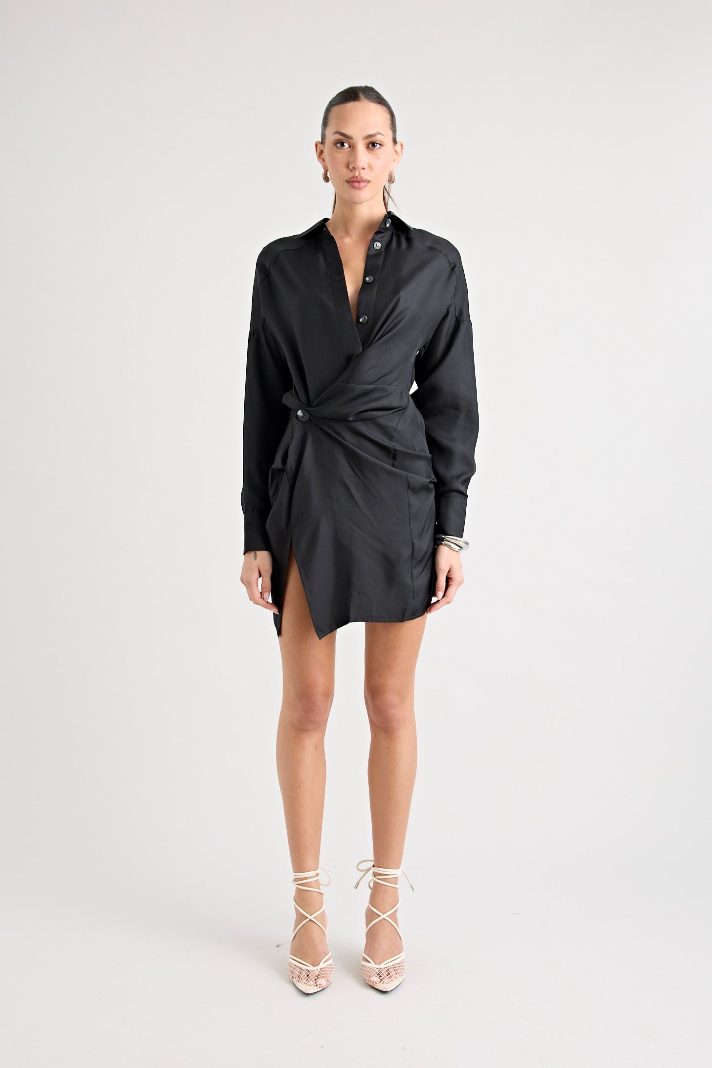 RAF SILK TWIST DRESS | BLACK