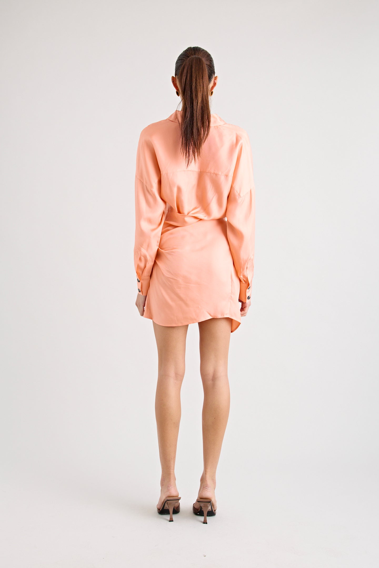 RAF SILK TWIST DRESS | PEACH