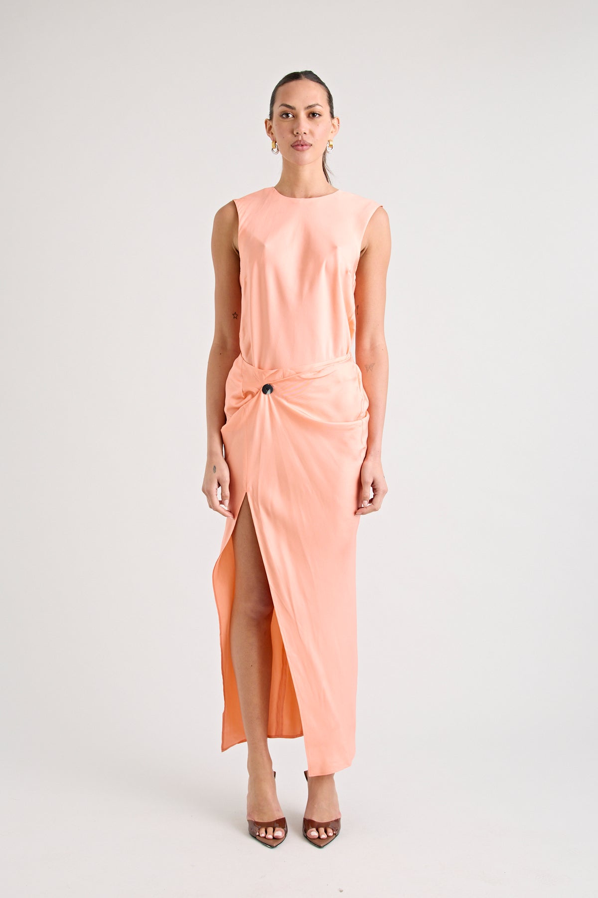 RAF SILK TWIST SKIRT | PEACH