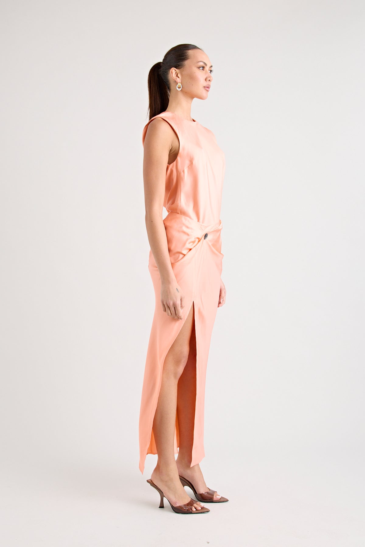 RAF SILK TWIST SKIRT | PEACH