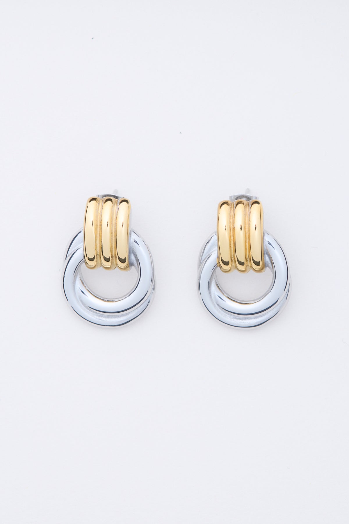 KNOT CIRCLE EARRINGS | TWO-TONE