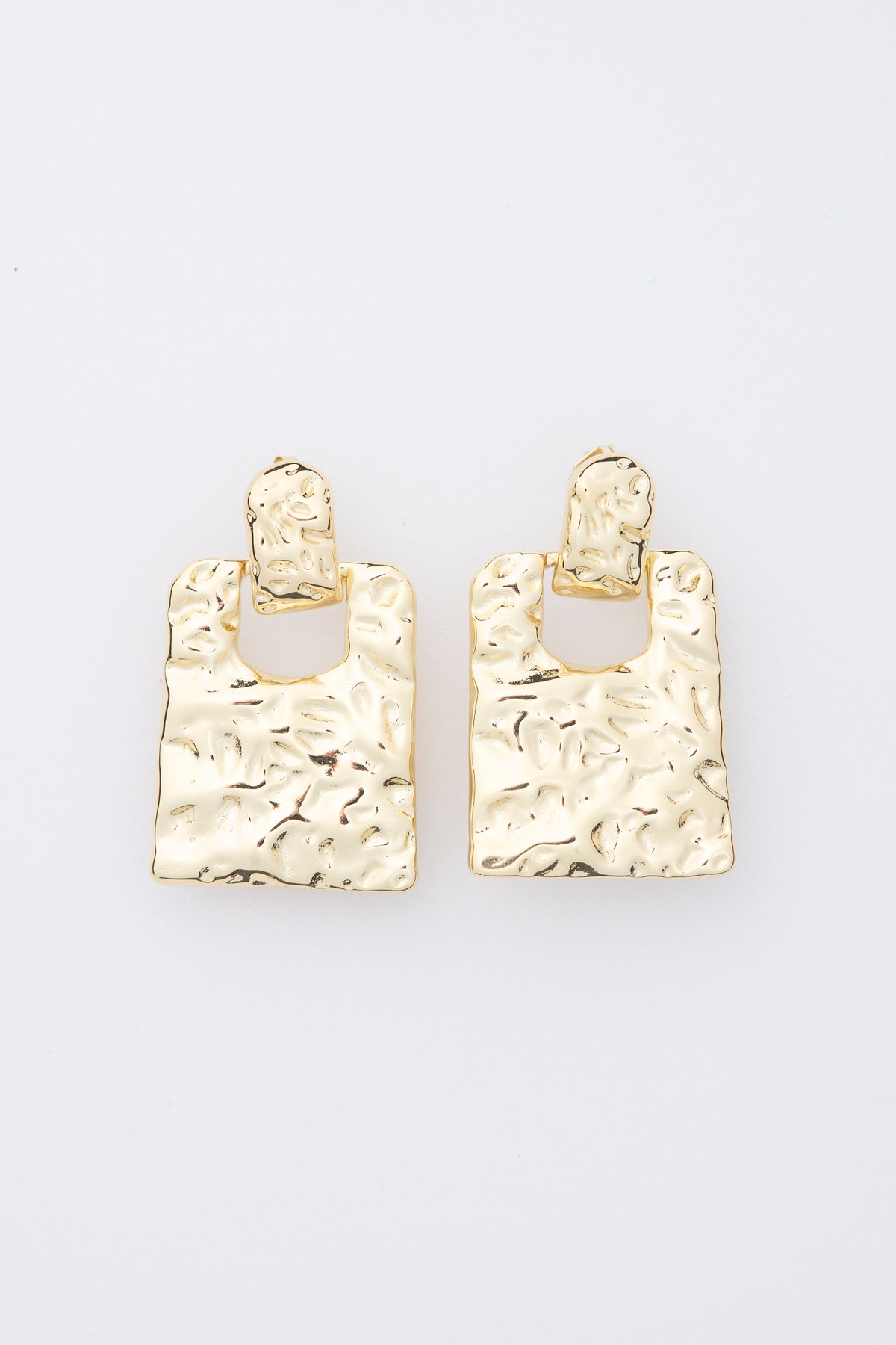 CRINKLE SQUARE EARRINGS | GOLD