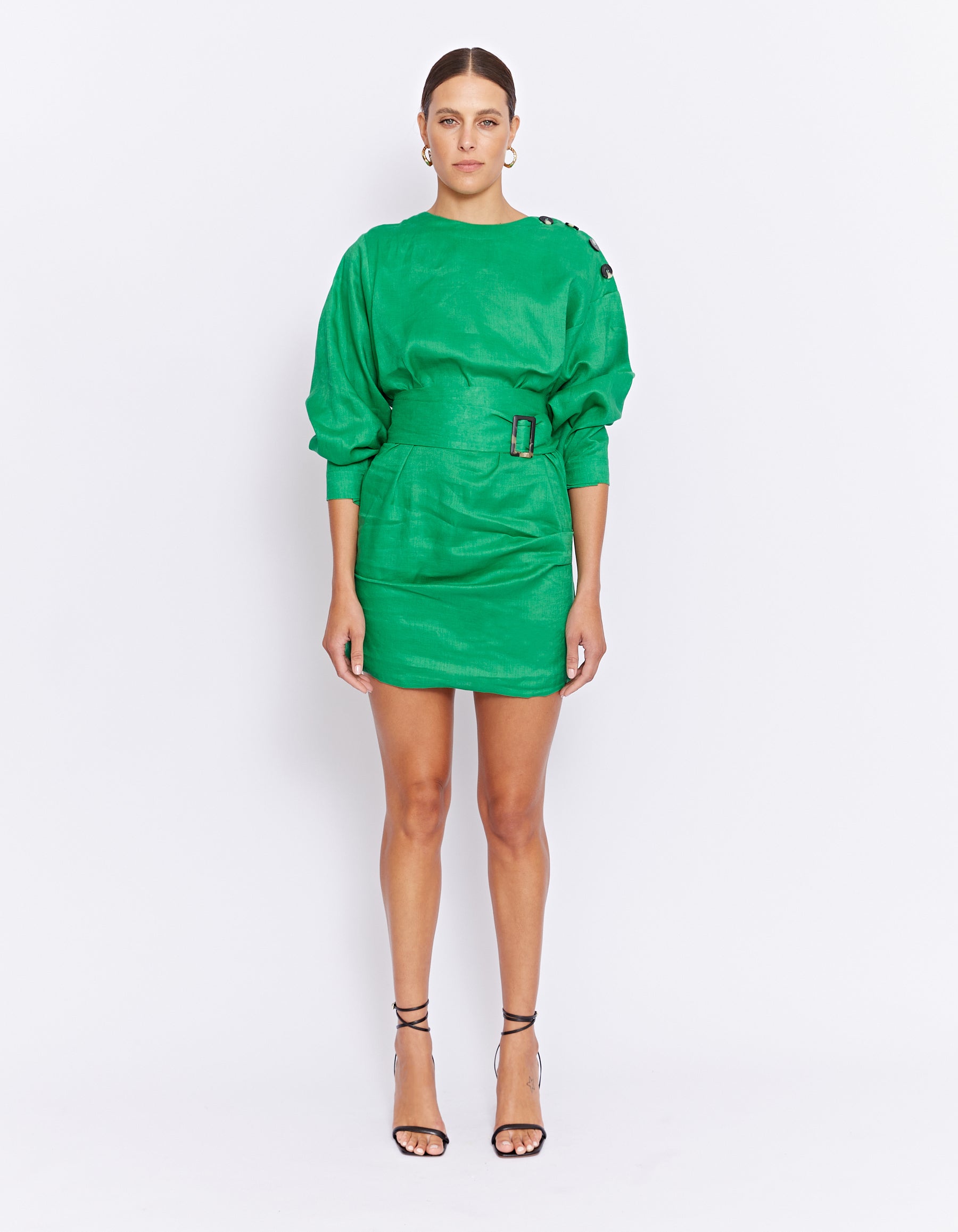 ECHO LINEN DRESS | GREEN