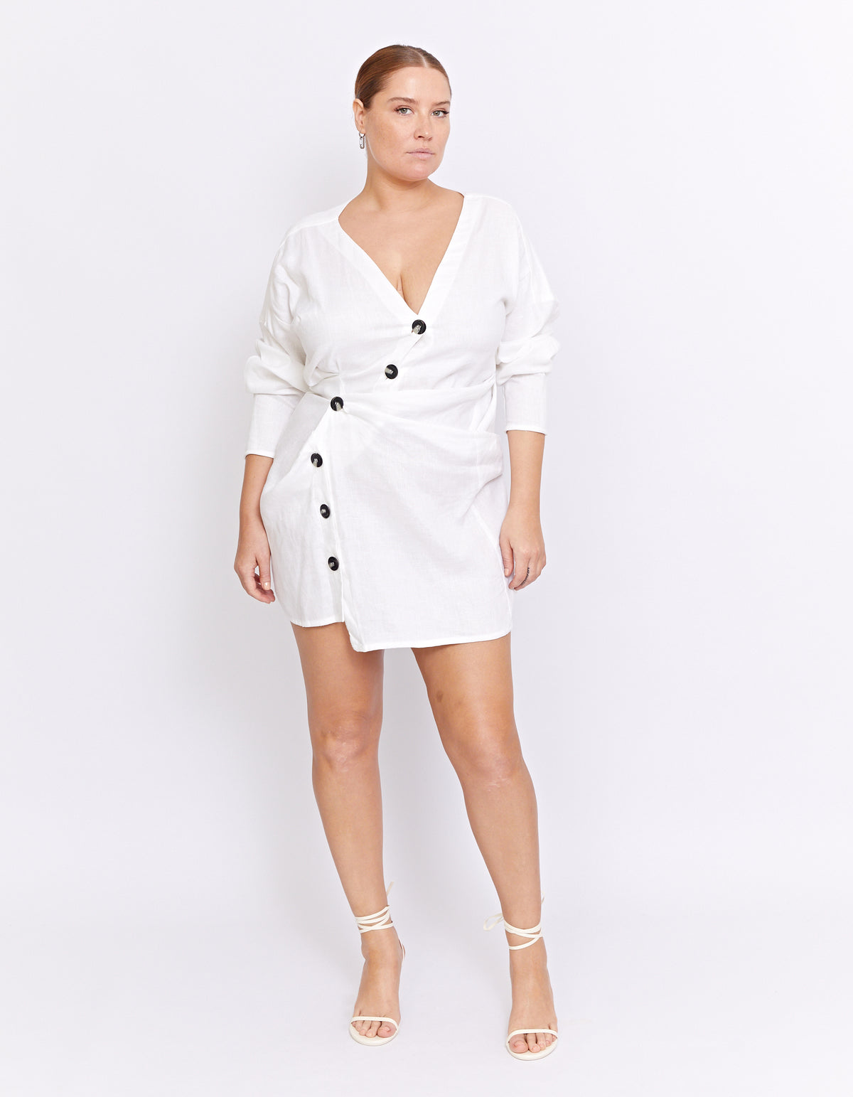 LOVERS LINEN TWIST DRESS | WHITE