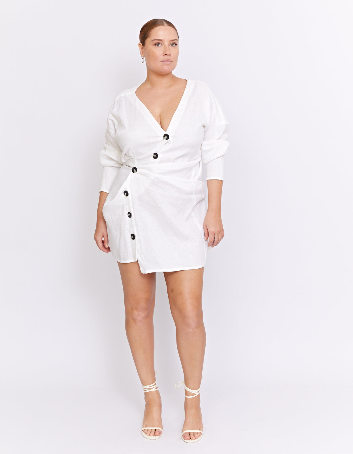 LOVERS LINEN TWIST DRESS | WHITE