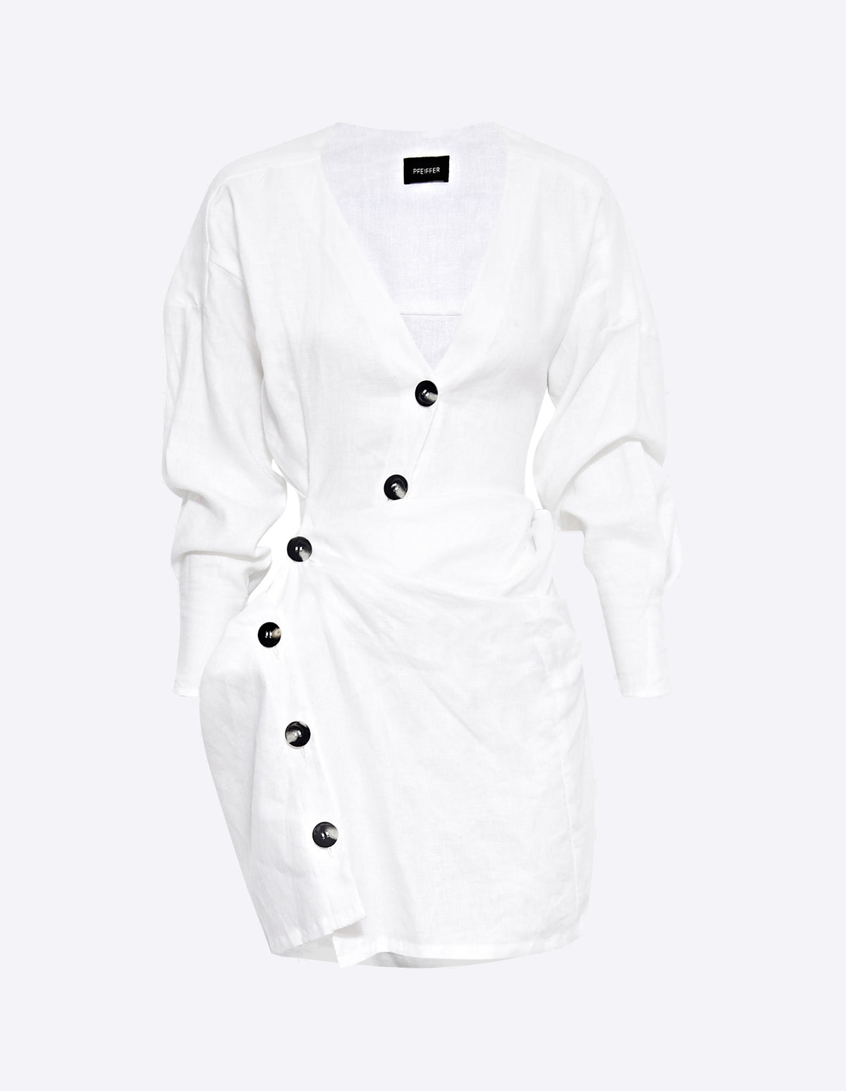 LOVERS LINEN TWIST DRESS | WHITE